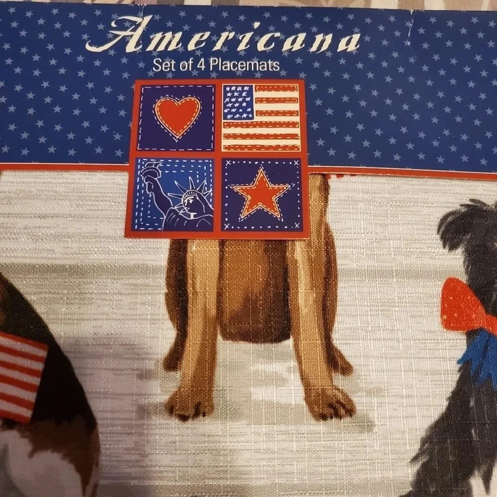 Americana Patriotic Doggie Placemats Set of 4